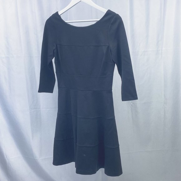 Banana Republic Dainty Little Black Dress Fit & Flare Flirty Midi Outfit - Picture 12 of 15